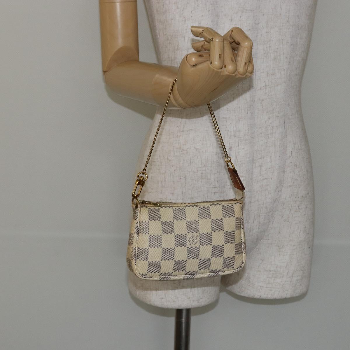 LOUIS VUITTON Damier Azur Mini Pochette Accessoires Pouch N63005 LV Auth hk3071
