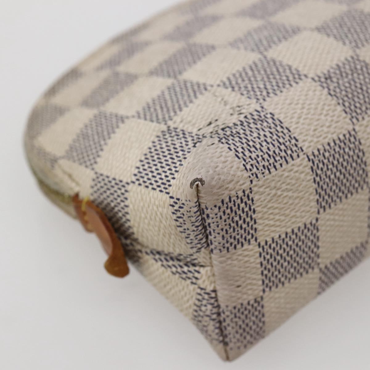 LOUIS VUITTON Damier Azur Pochette Cosmetic PM Pouch N60024 LV Auth hk3072