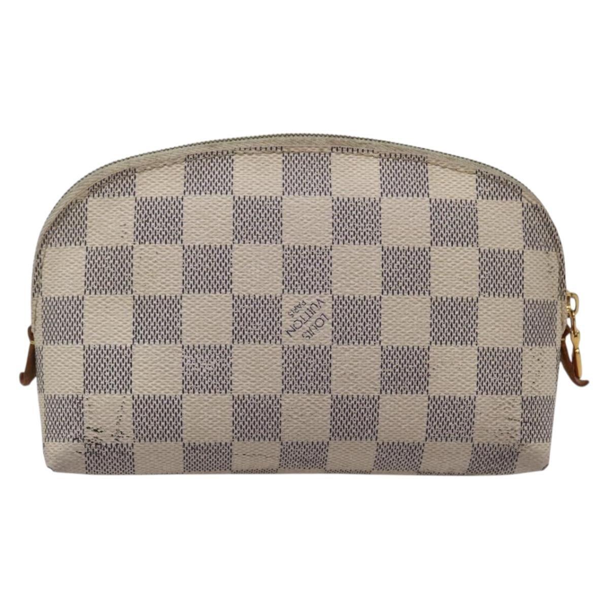 LOUIS VUITTON Damier Azur Pochette Cosmetic PM Pouch N60024 LV Auth hk3072