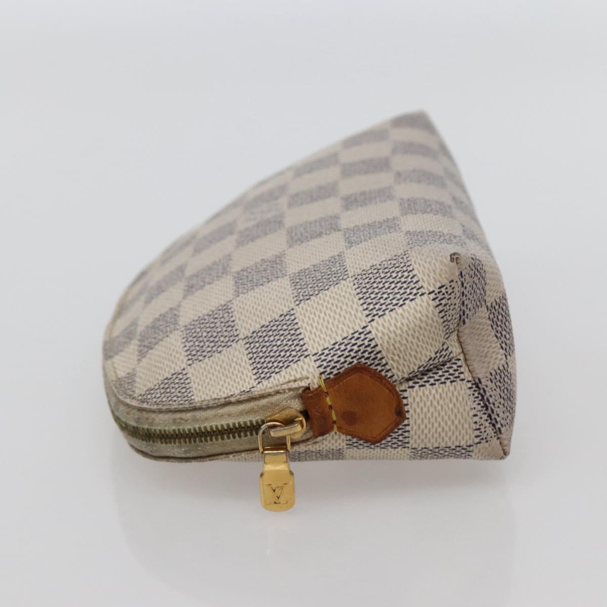 LOUIS VUITTON Damier Azur Pochette Cosmetic PM Pouch N60024 LV Auth hk3072