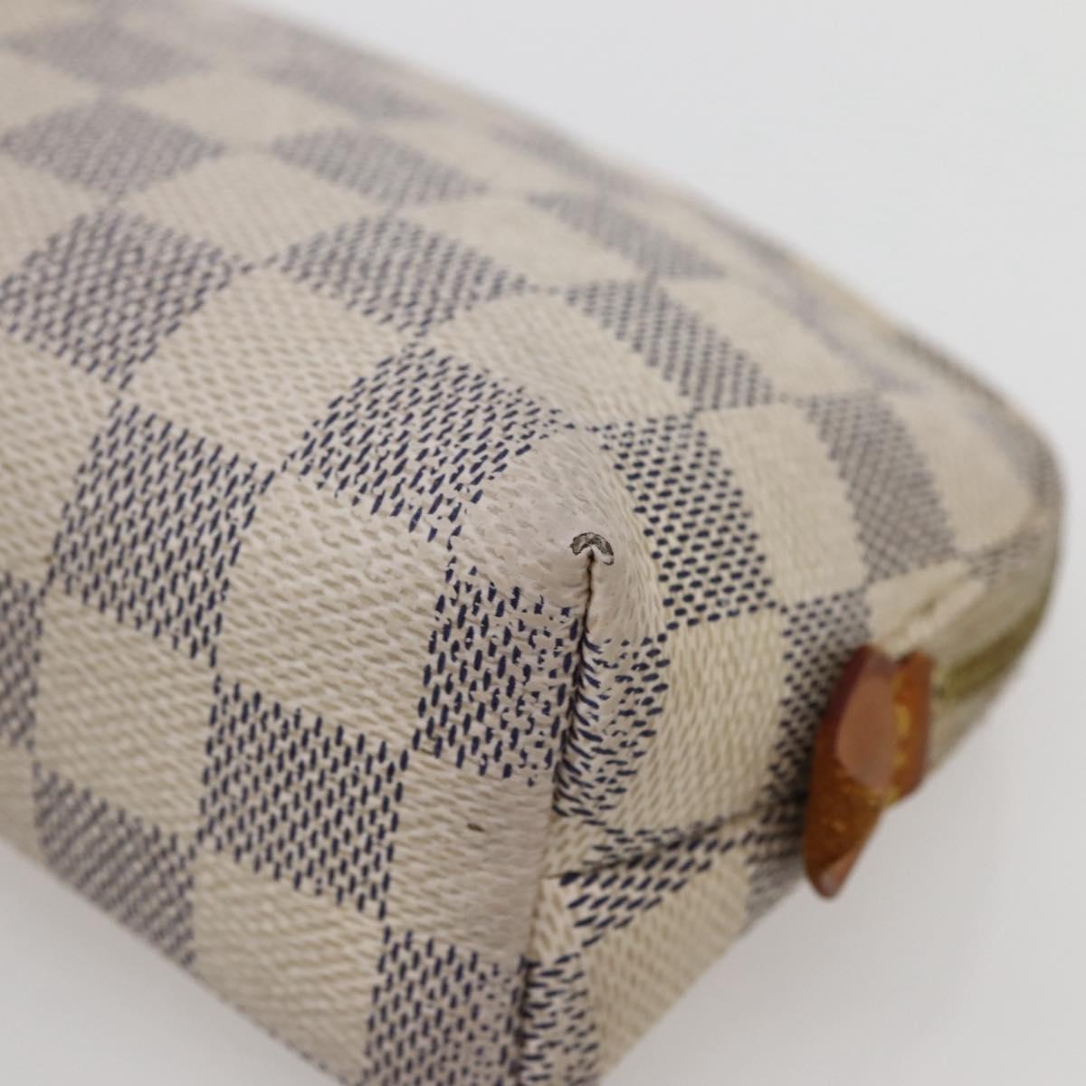LOUIS VUITTON Damier Azur Pochette Cosmetic PM Pouch N60024 LV Auth hk3072