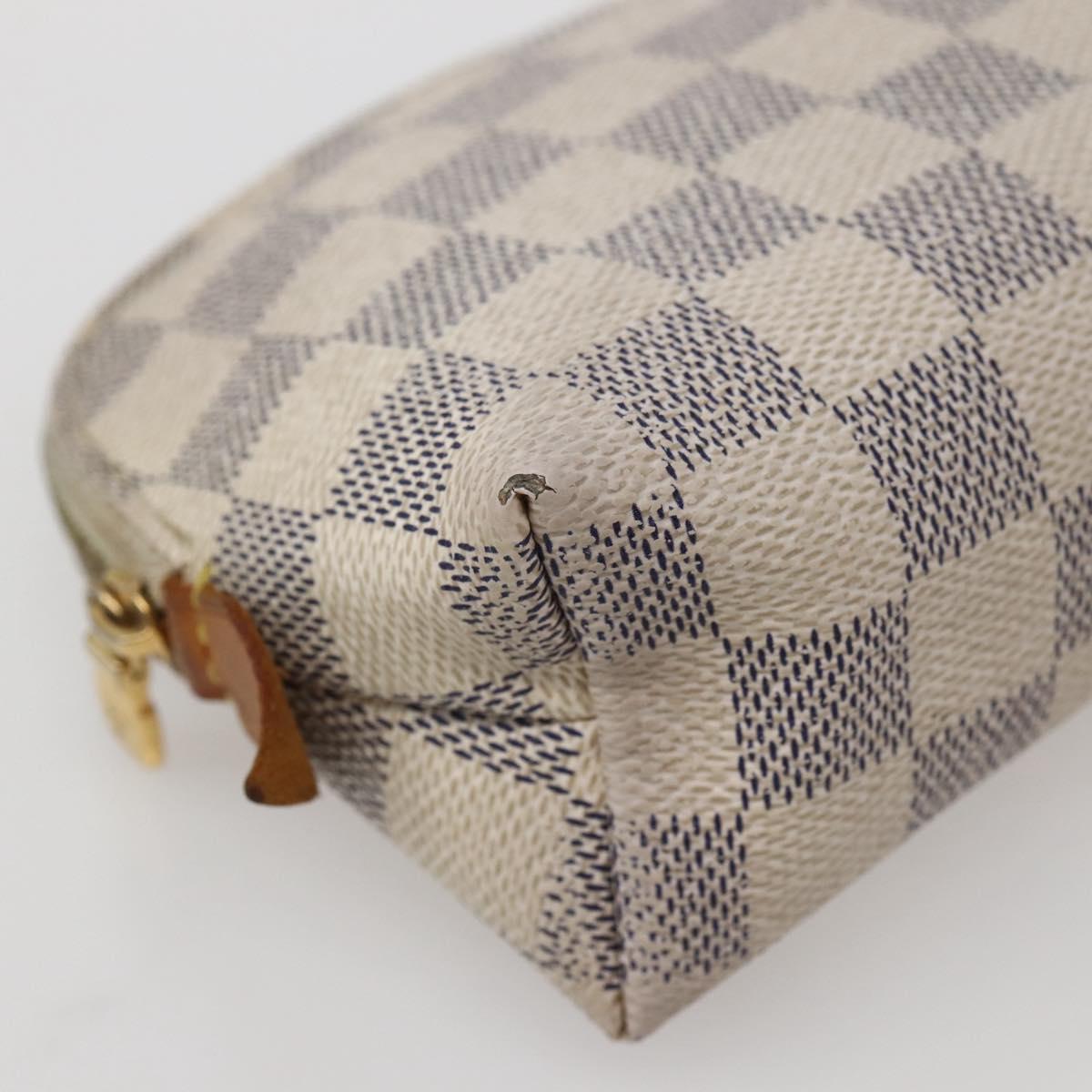 LOUIS VUITTON Damier Azur Pochette Cosmetic PM Pouch N60024 LV Auth hk3072