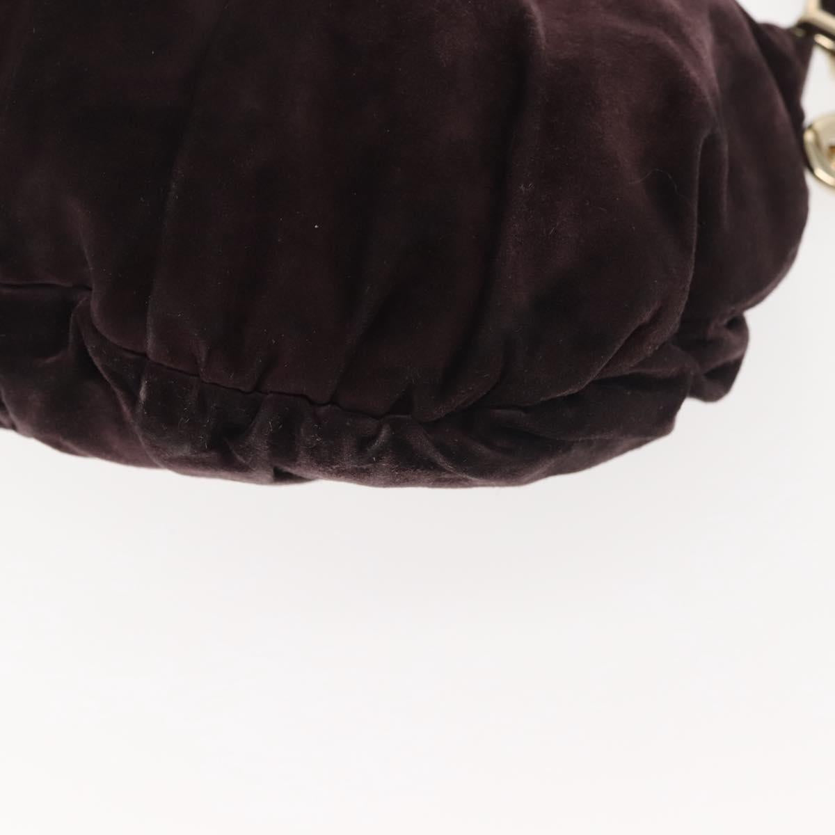 GUCCI Hand Bag Suede 2way Brown Gold 203486 Auth hk3084