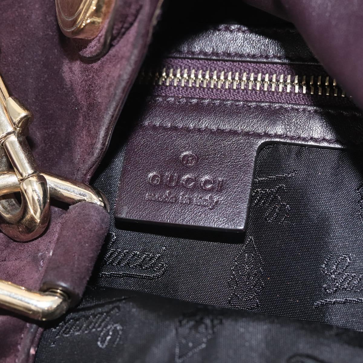 GUCCI Hand Bag Suede 2way Brown Gold 203486 Auth hk3084