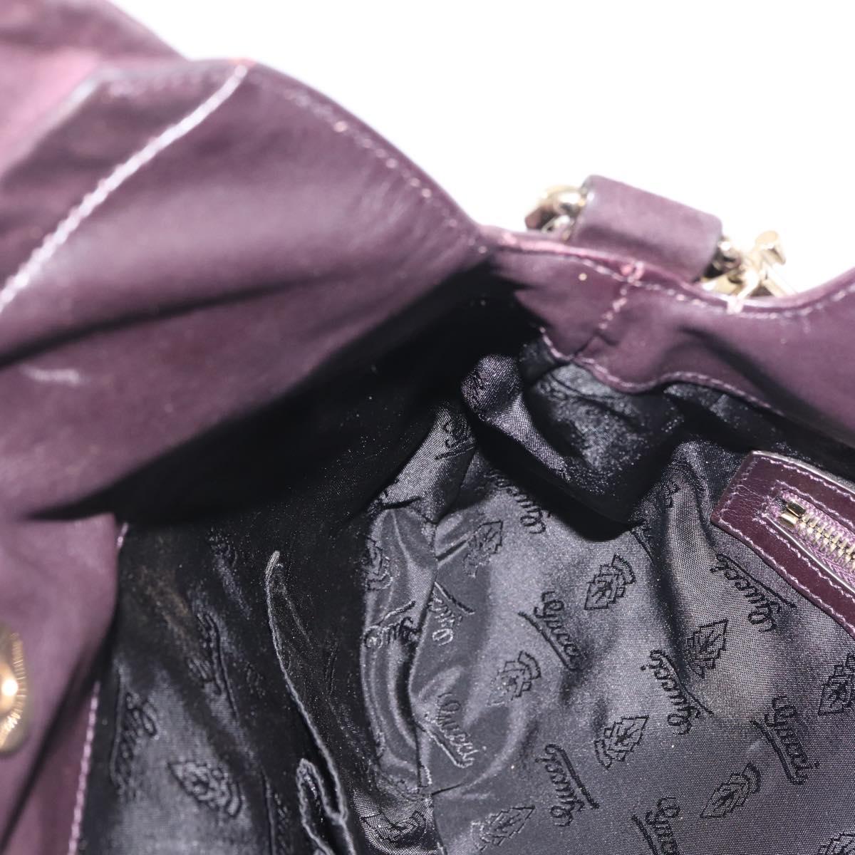 GUCCI Hand Bag Suede 2way Brown Gold 203486 Auth hk3084