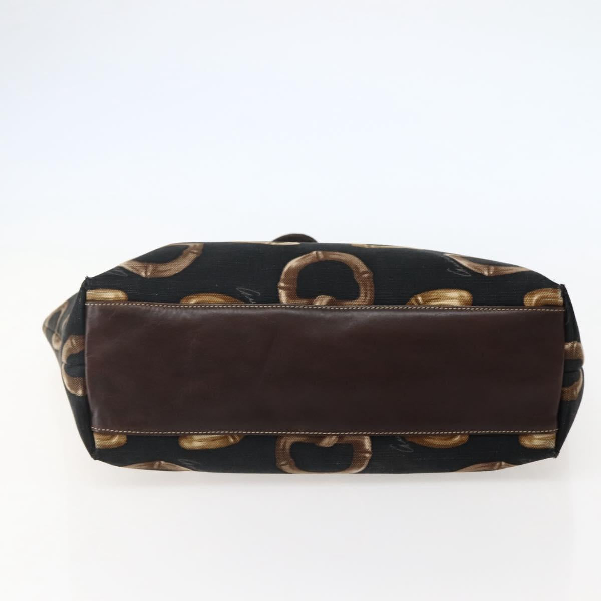 GUCCI Tote Bag Canvas Black Gold 154402 Auth hk3086
