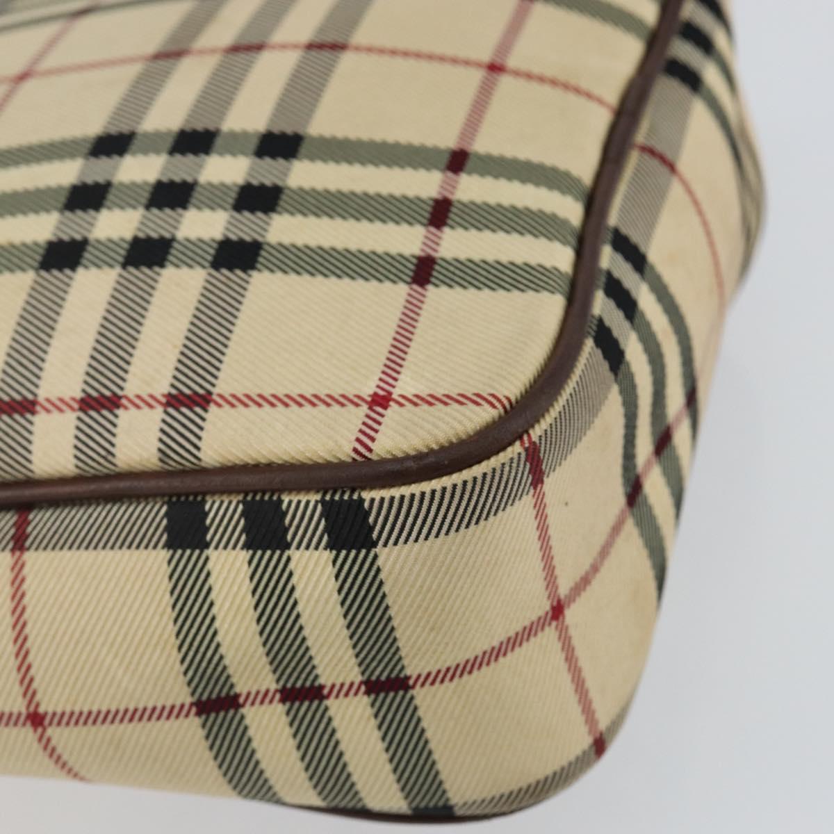 BURBERRY Nova Check Shoulder Bag Canvas Beige Silver Auth hk3087