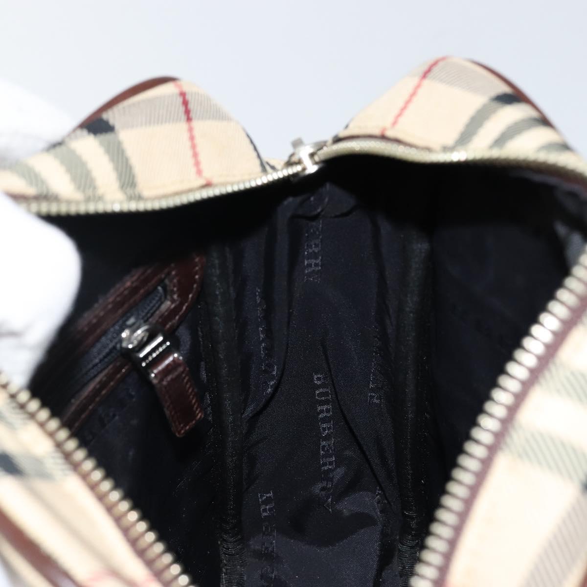 BURBERRY Nova Check Shoulder Bag Canvas Beige Silver Auth hk3087