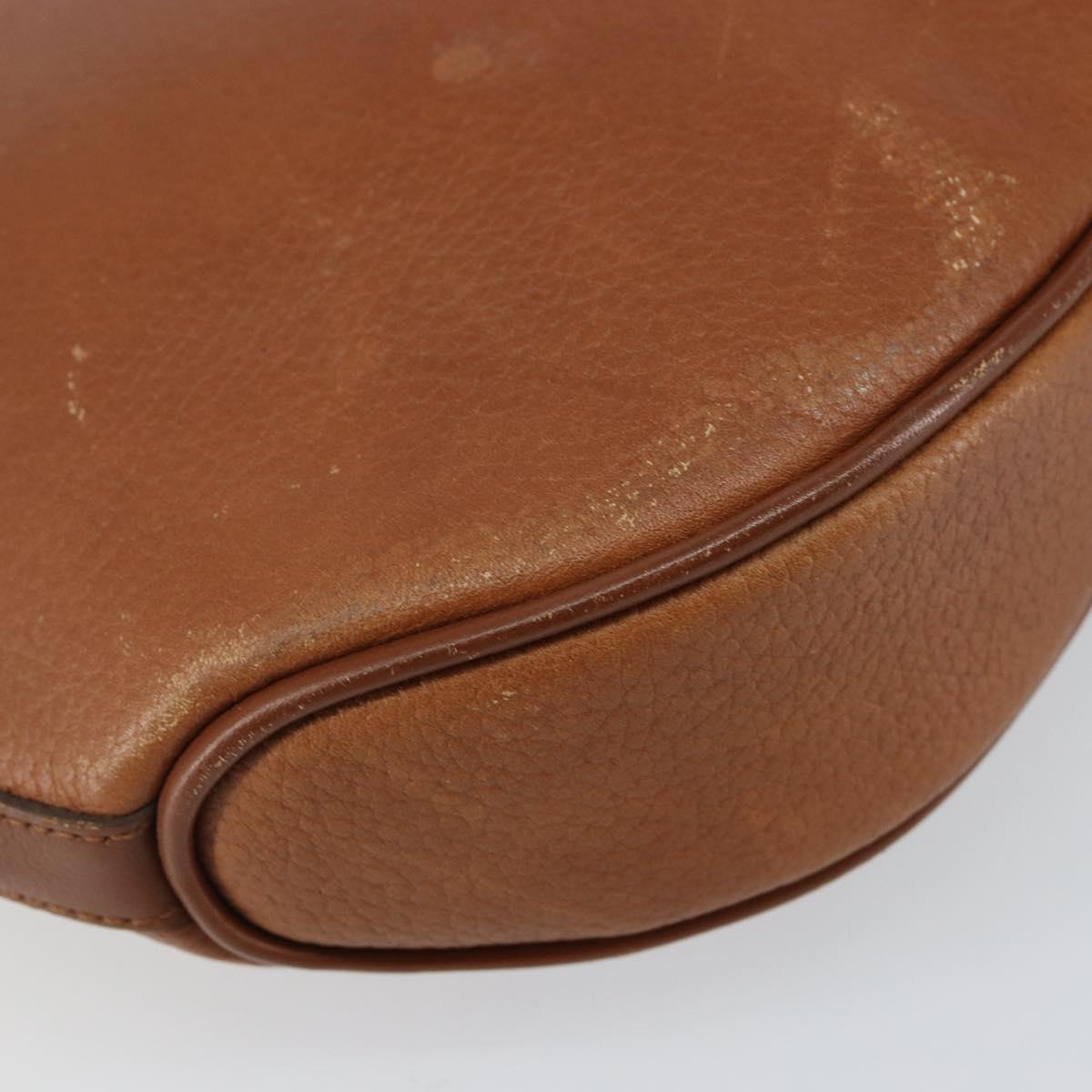 Burberrys Shoulder Bag Leather Brown Gold Auth hk3089