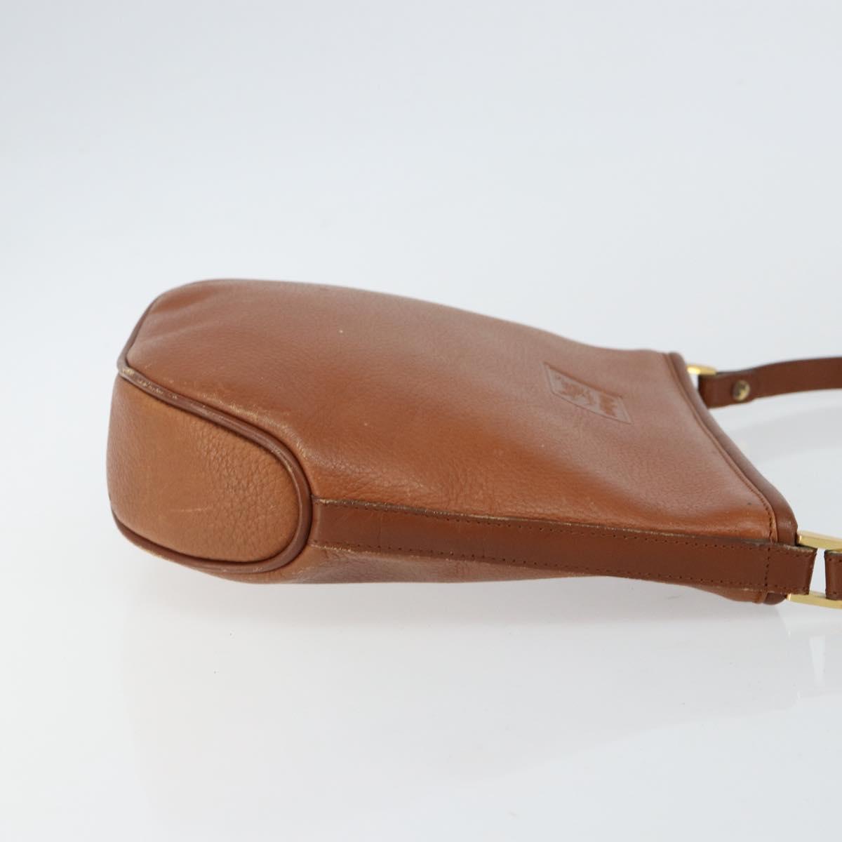 Burberrys Shoulder Bag Leather Brown Gold Auth hk3089