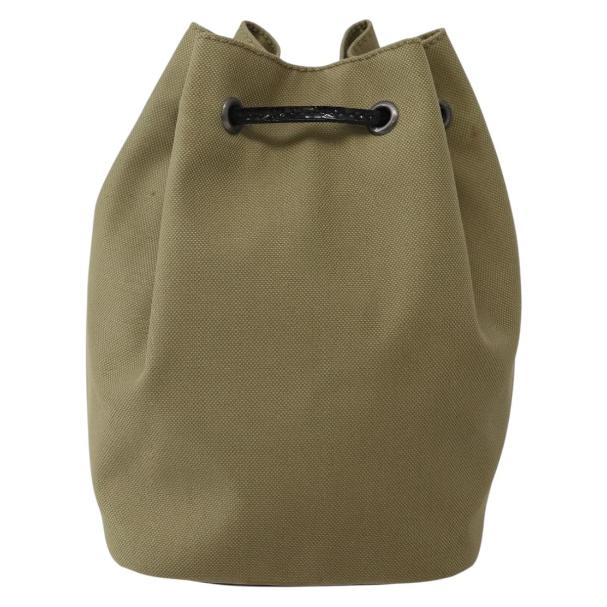 GUCCI Drawstring Pouch Nylon Beige 039 0973 Auth hk3094