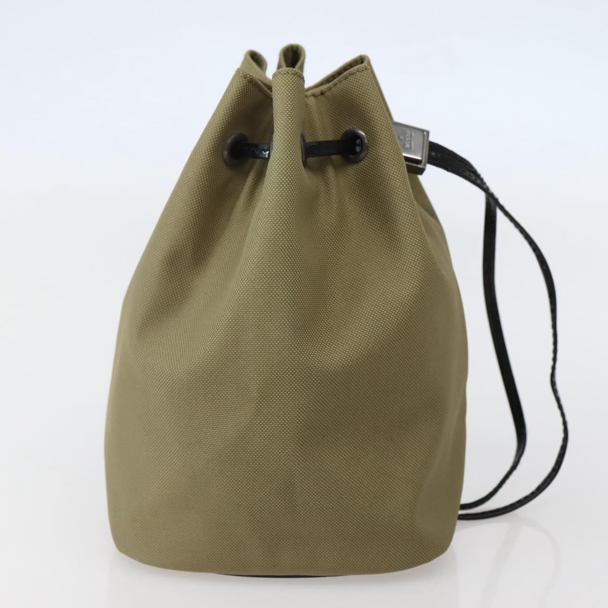 GUCCI Drawstring Pouch Nylon Beige 039 0973 Auth hk3094
