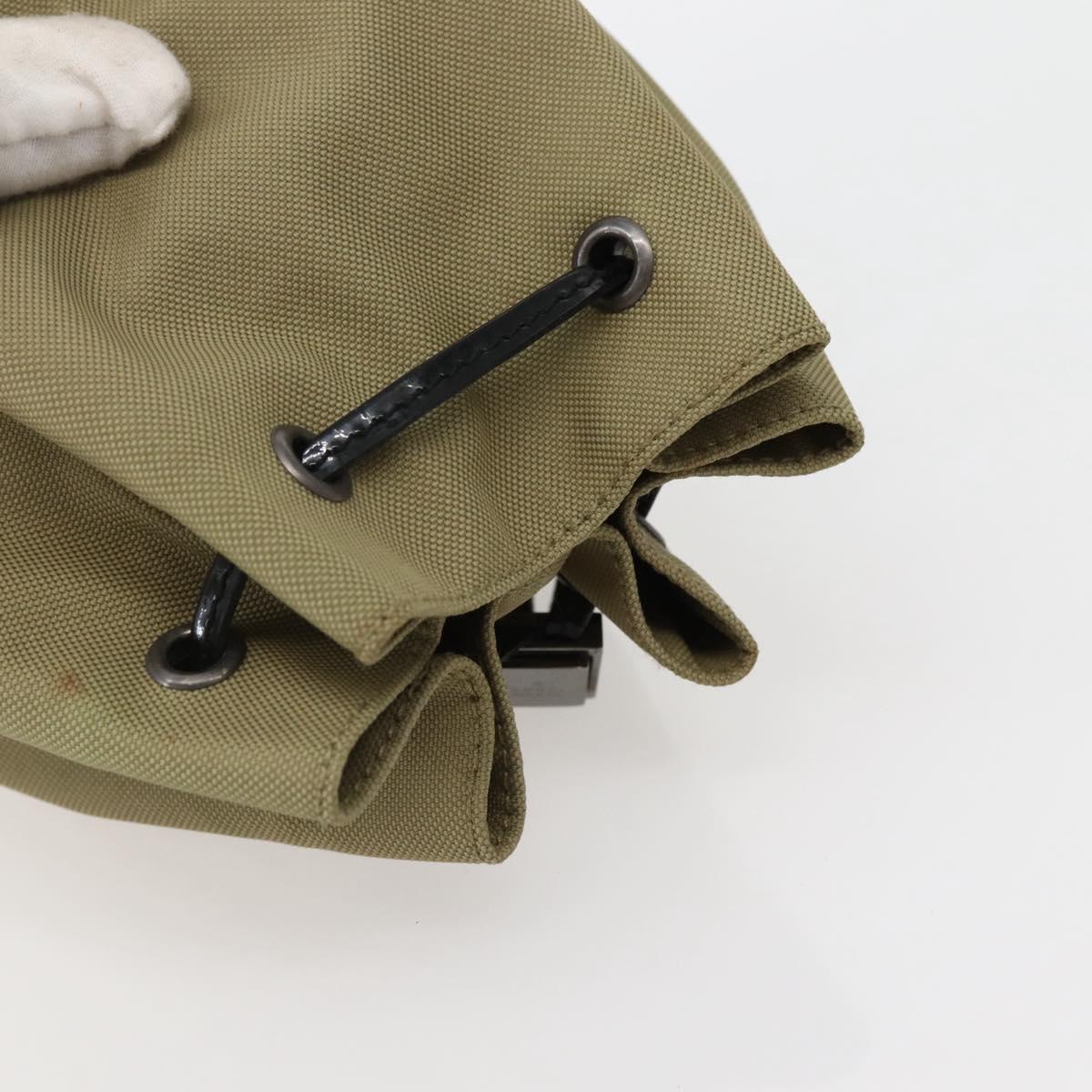 GUCCI Drawstring Pouch Nylon Beige 039 0973 Auth hk3094