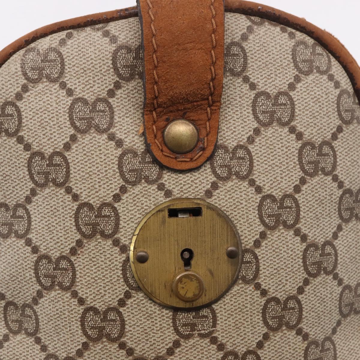 GUCCI GG Supreme Web Sherry Line Boston Bag PVC Beige Gold Red Auth hk3095