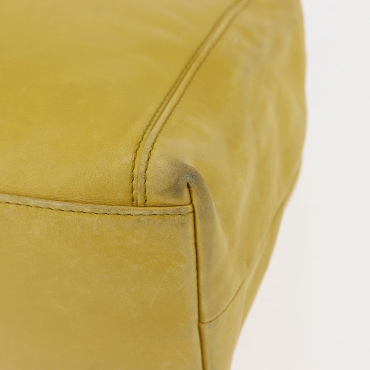 CHANEL COCO Mark Shoulder Bag Leather Yellow CC Auth hk3101