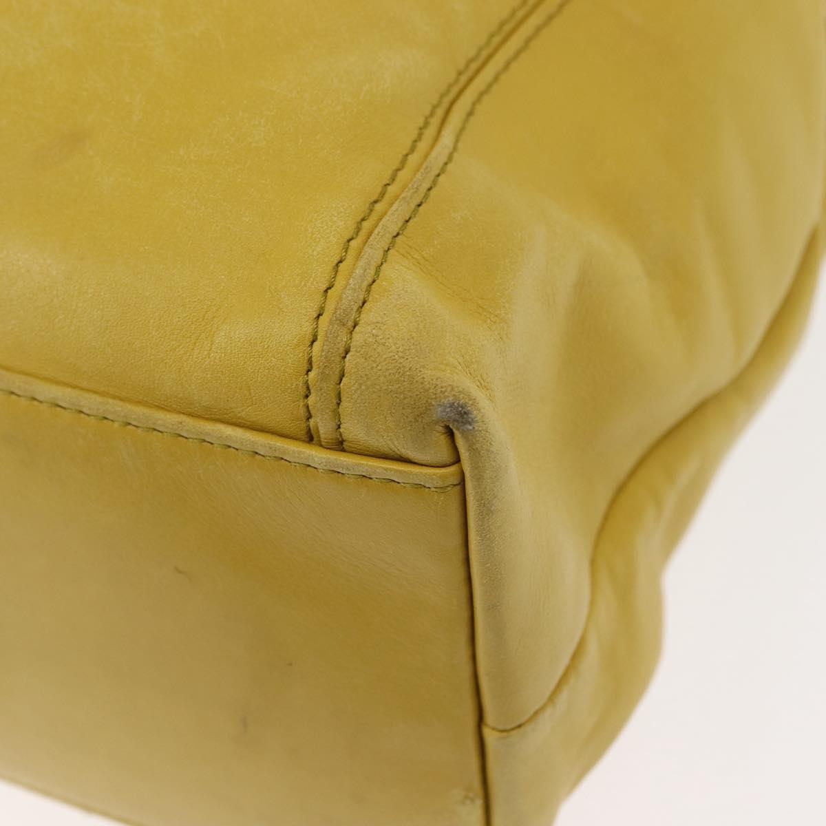 CHANEL COCO Mark Shoulder Bag Leather Yellow CC Auth hk3101