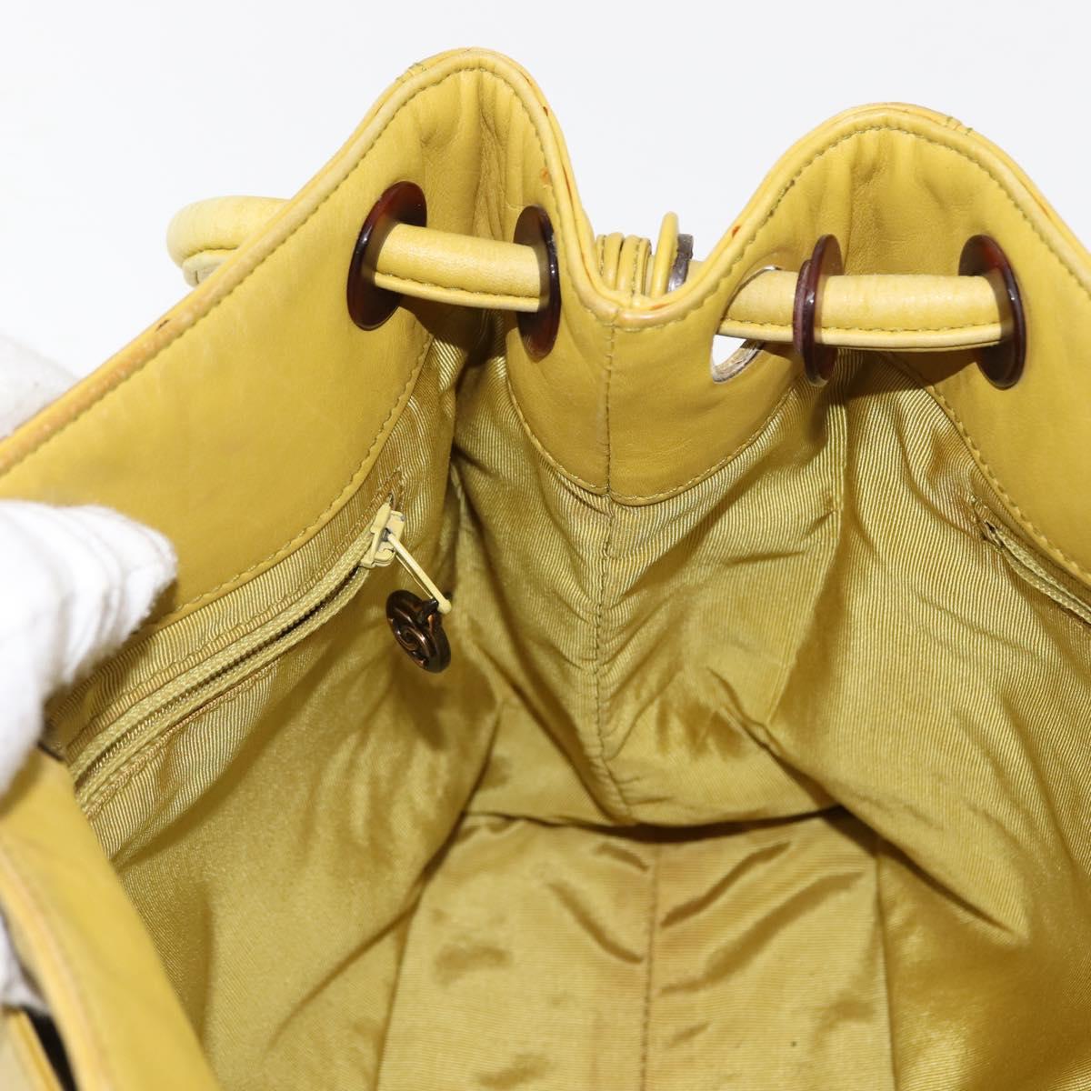 CHANEL COCO Mark Shoulder Bag Leather Yellow CC Auth hk3101