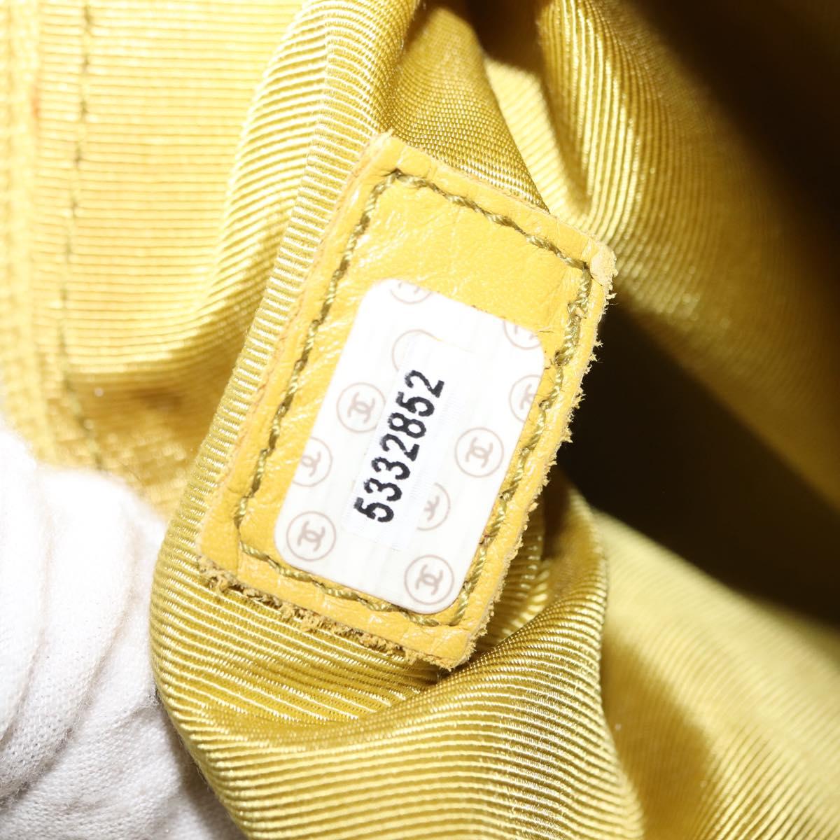 CHANEL COCO Mark Shoulder Bag Leather Yellow CC Auth hk3101