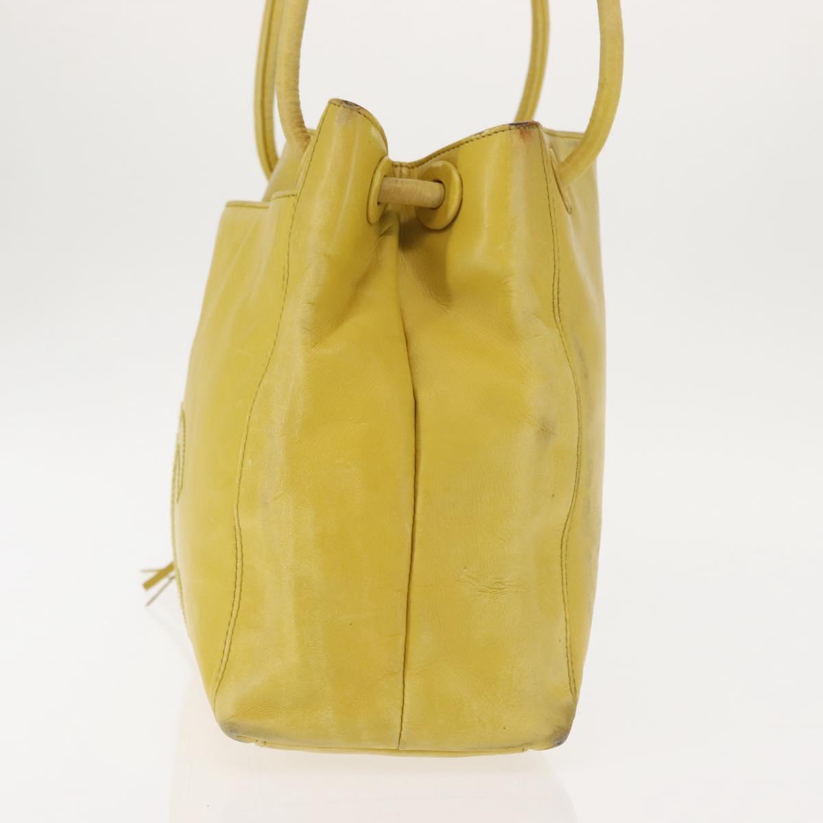 CHANEL COCO Mark Shoulder Bag Leather Yellow CC Auth hk3101