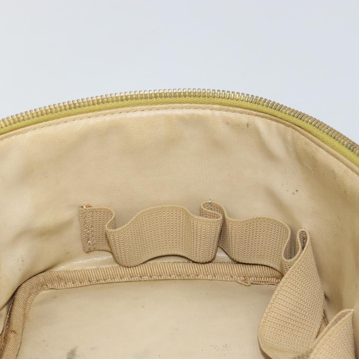 CHANEL COCO Mark Vanity Hand Bag Caviar Skin Yellow Gold CC Auth hk3102