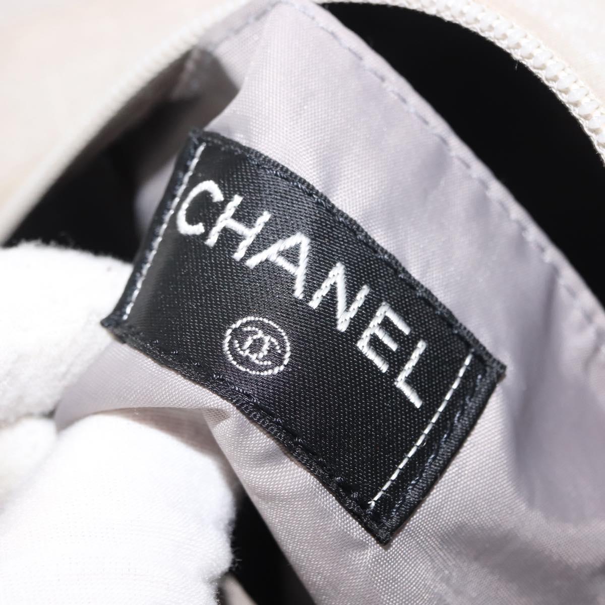 CHANEL Sports Shoulder Bag Nylon Gray Silver CC Auth hk3103