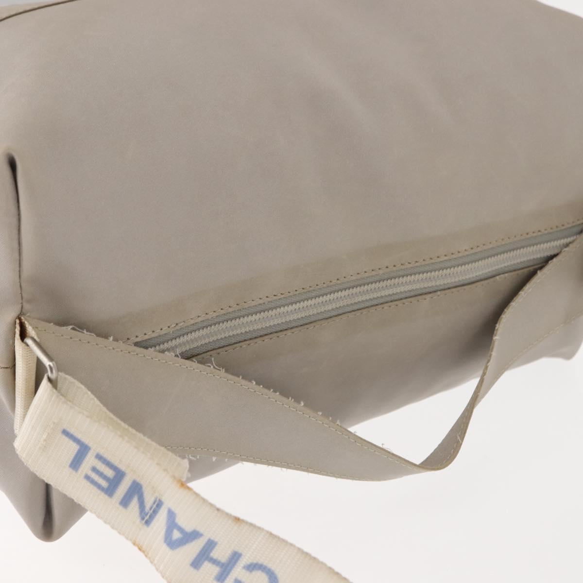 CHANEL Sports Shoulder Bag Nylon Gray Silver CC Auth hk3103
