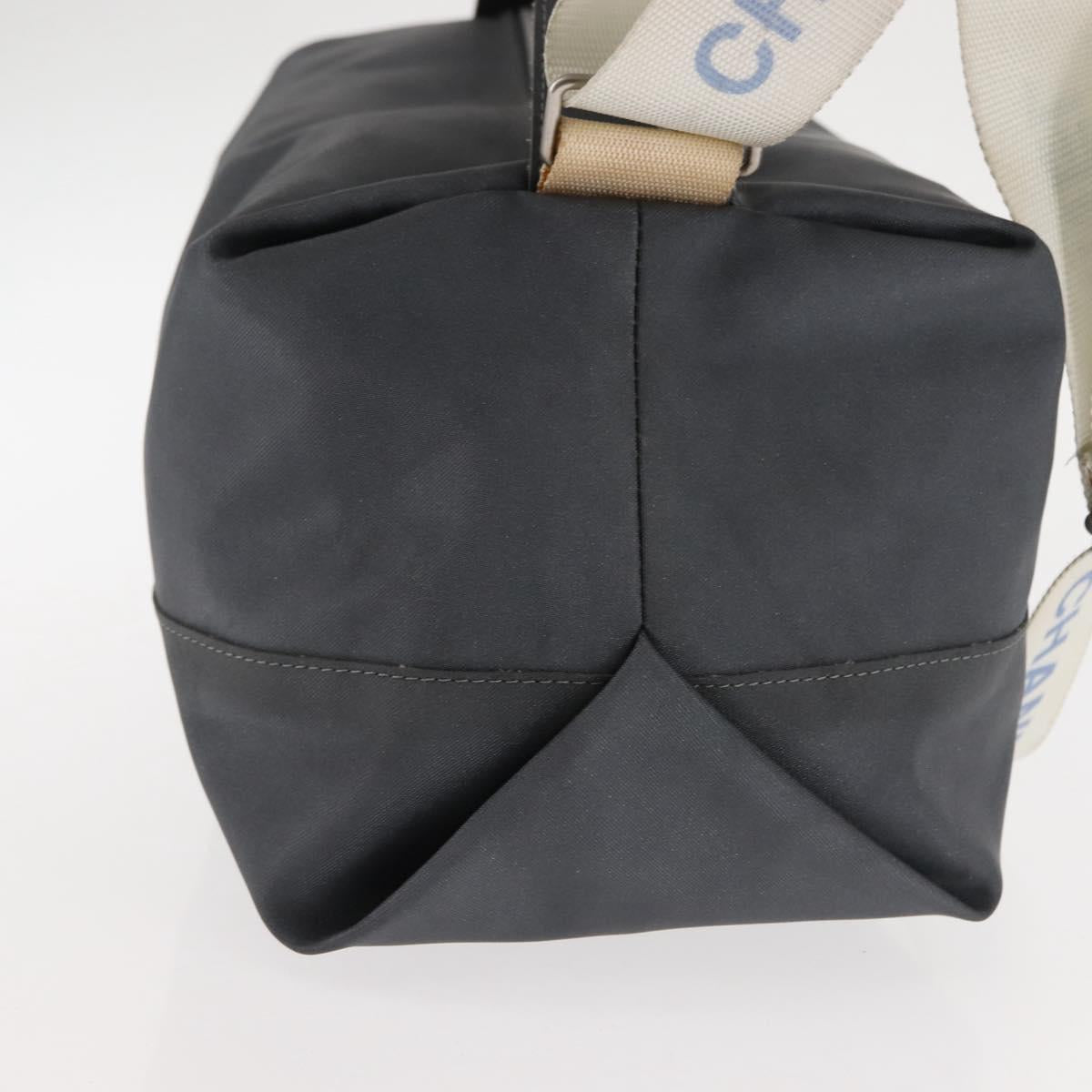 CHANEL Sports Shoulder Bag Nylon Gray Silver CC Auth hk3104