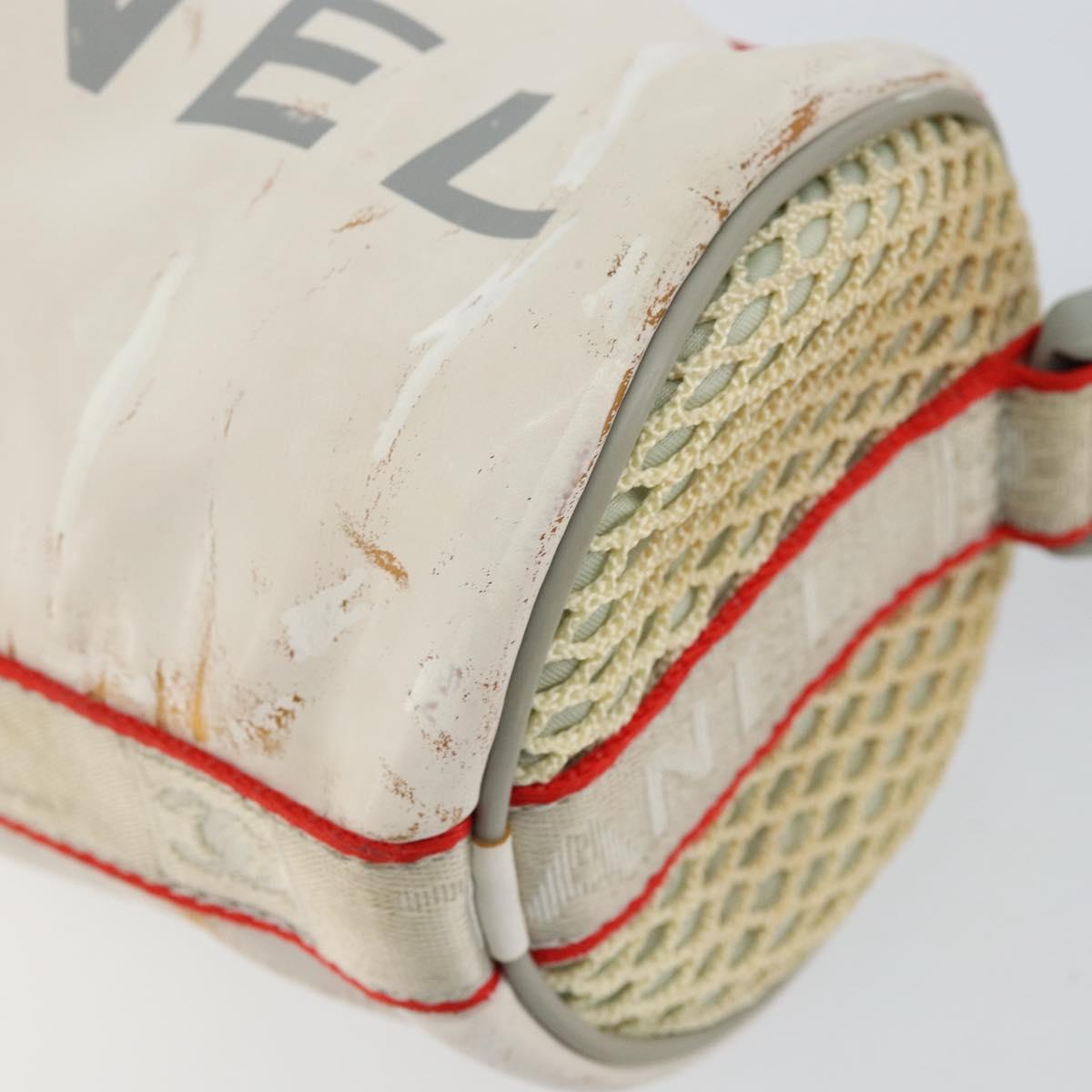 CHANEL Sports Shoulder Bag PVC Canvas White Silver CC Auth hk3105