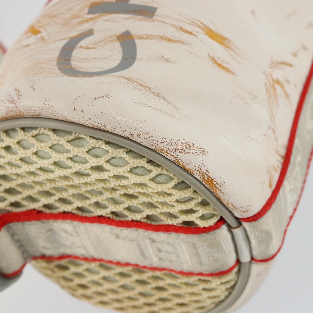 CHANEL Sports Shoulder Bag PVC Canvas White Silver CC Auth hk3105