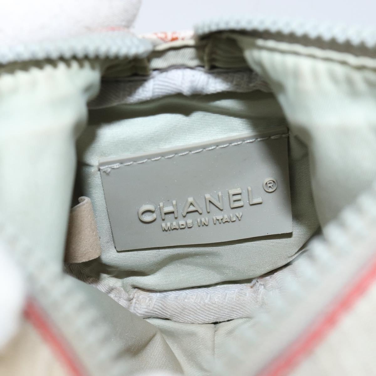 CHANEL Sports Shoulder Bag PVC Canvas White Silver CC Auth hk3105