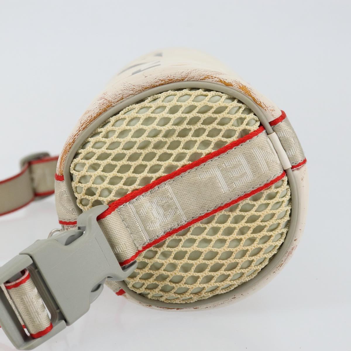 CHANEL Sports Shoulder Bag PVC Canvas White Silver CC Auth hk3105