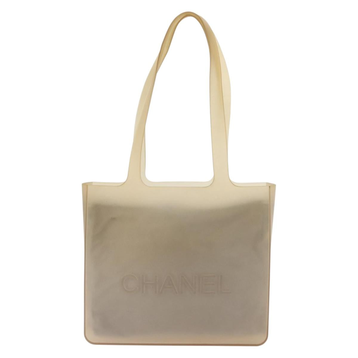 CHANEL Hand Bag rubber Gray CC Auth hk3106