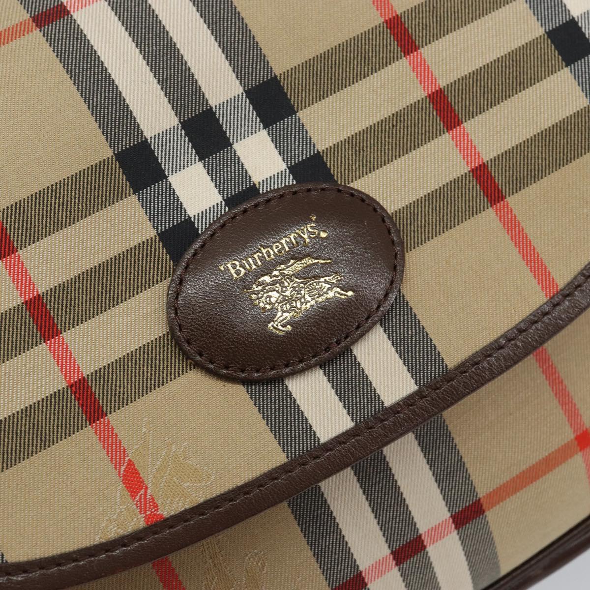 Burberrys Nova Check Shoulder Bag Canvas Beige Gold Auth hk3107