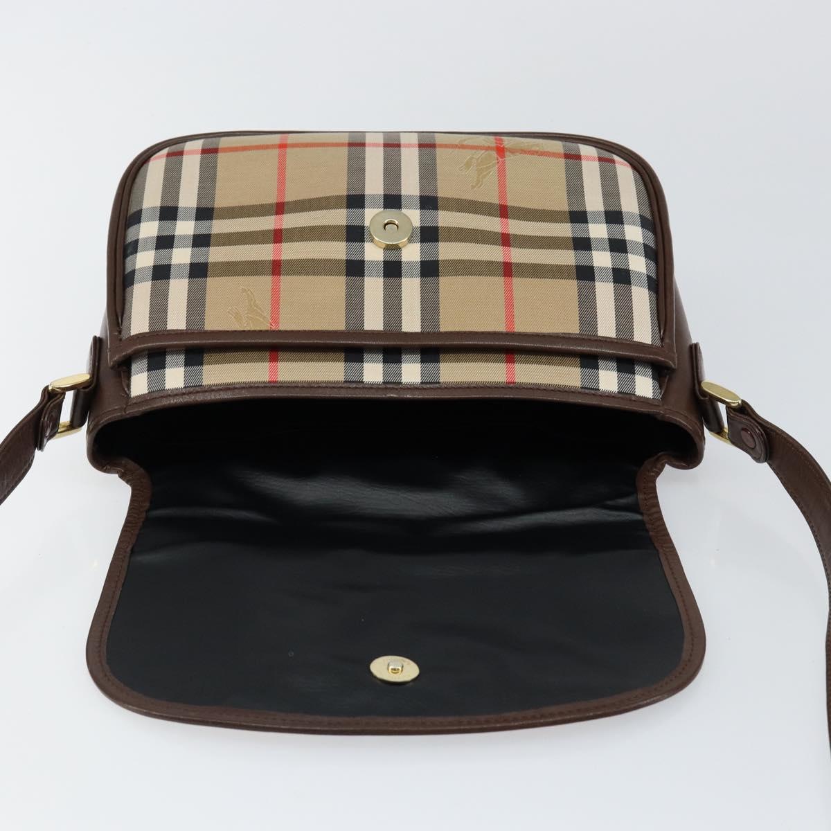 Burberrys Nova Check Shoulder Bag Canvas Beige Gold Auth hk3107