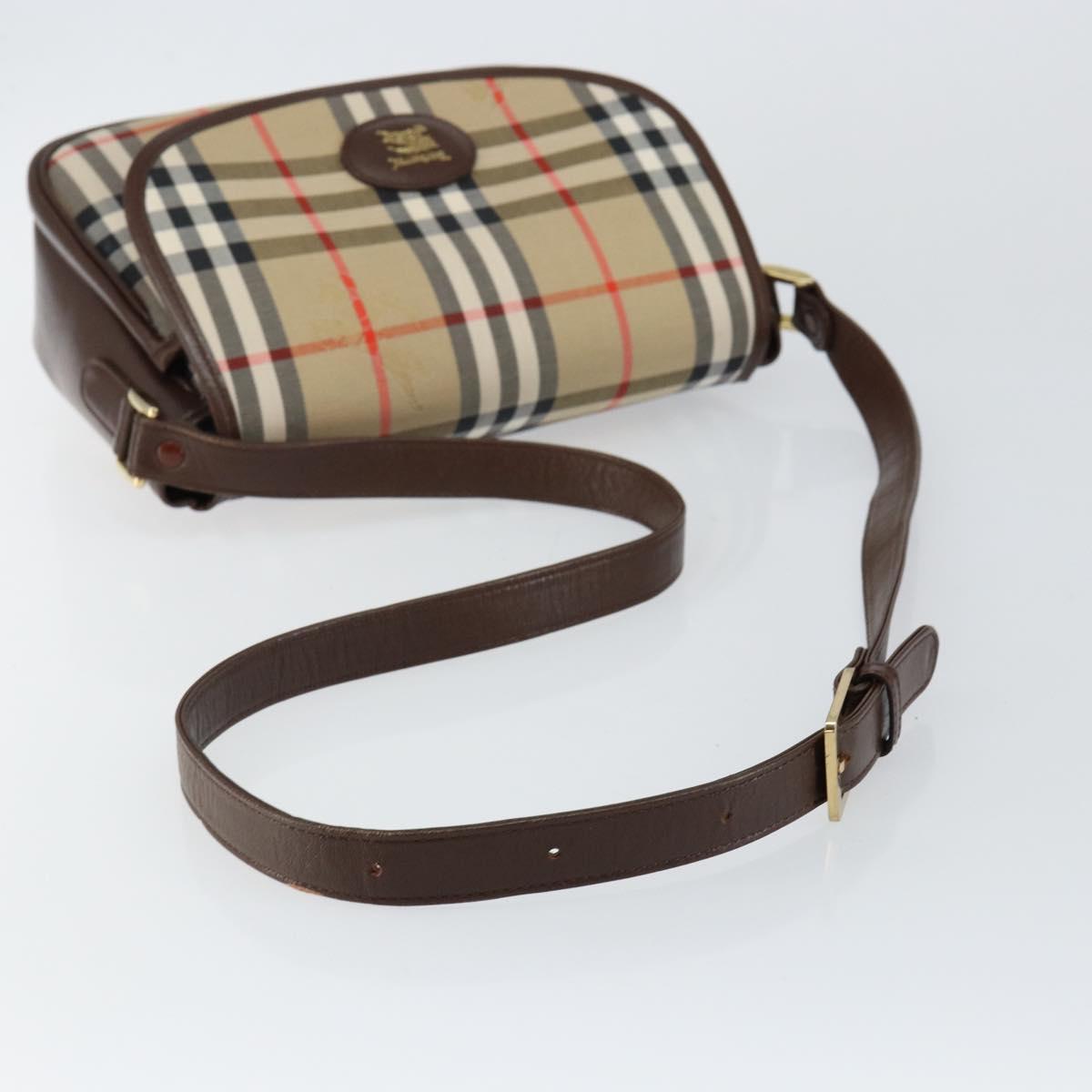 Burberrys Nova Check Shoulder Bag Canvas Beige Gold Auth hk3107