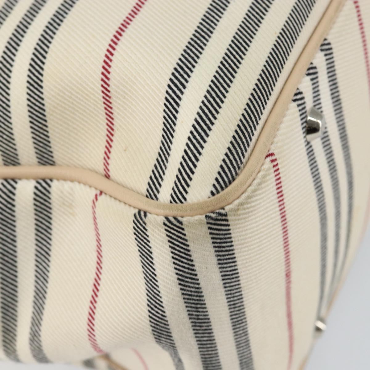 BURBERRY Tote Bag Canvas Ivory Silver Auth hk3108