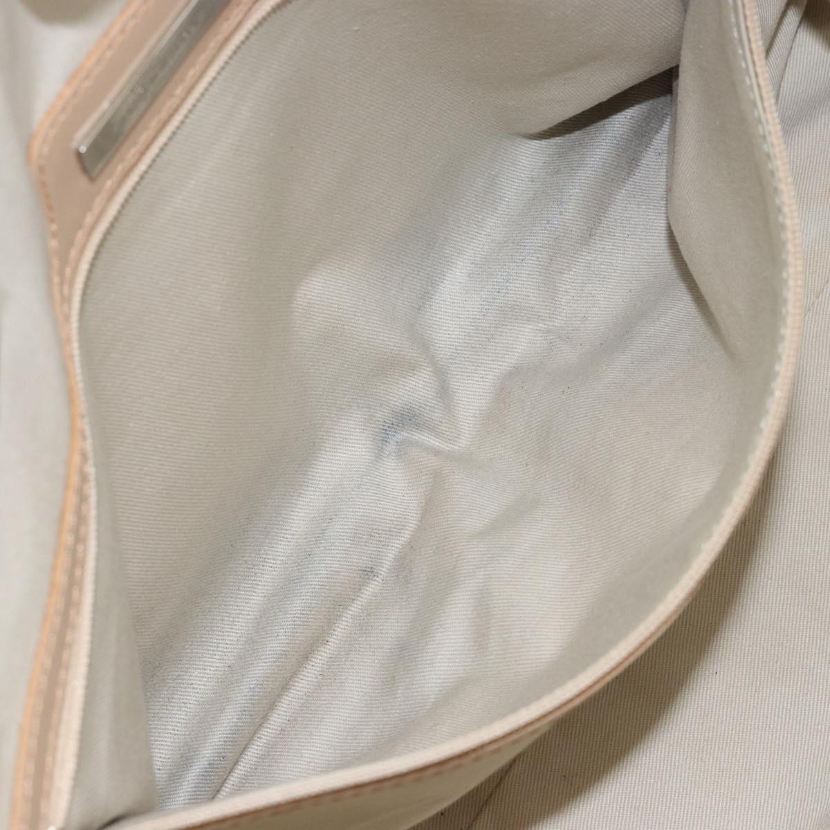 BURBERRY Tote Bag Canvas Ivory Silver Auth hk3108