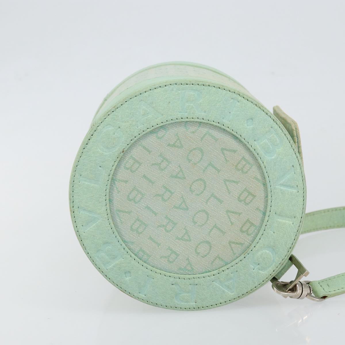 BVLGARI Logo mania Shoulder Bag Canvas Leather Green Emerald Auth hk3109