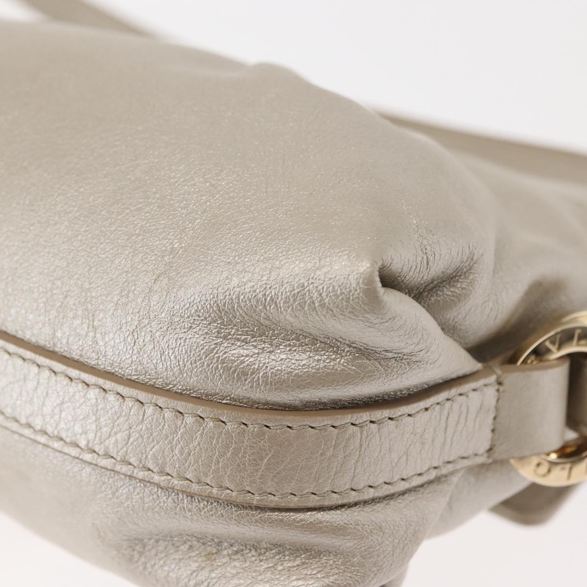 BVLGARI Chandra Shoulder Bag Leather Silver Gold Auth hk3110