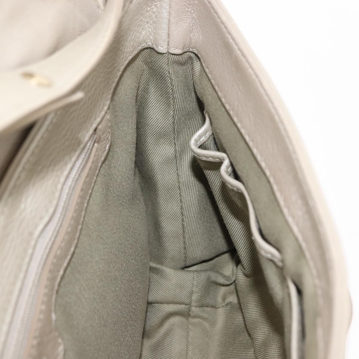 BVLGARI Chandra Shoulder Bag Leather Silver Gold Auth hk3110