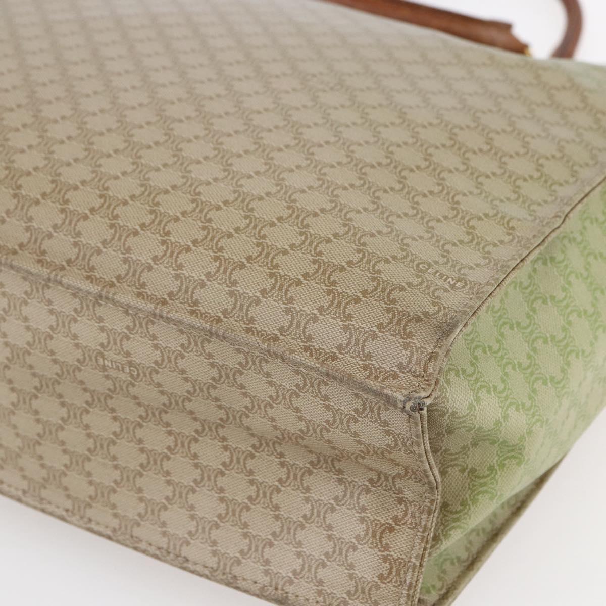 CELINE Macadam Canvas Hand Bag PVC Leather Beige Gold Auth hk3111