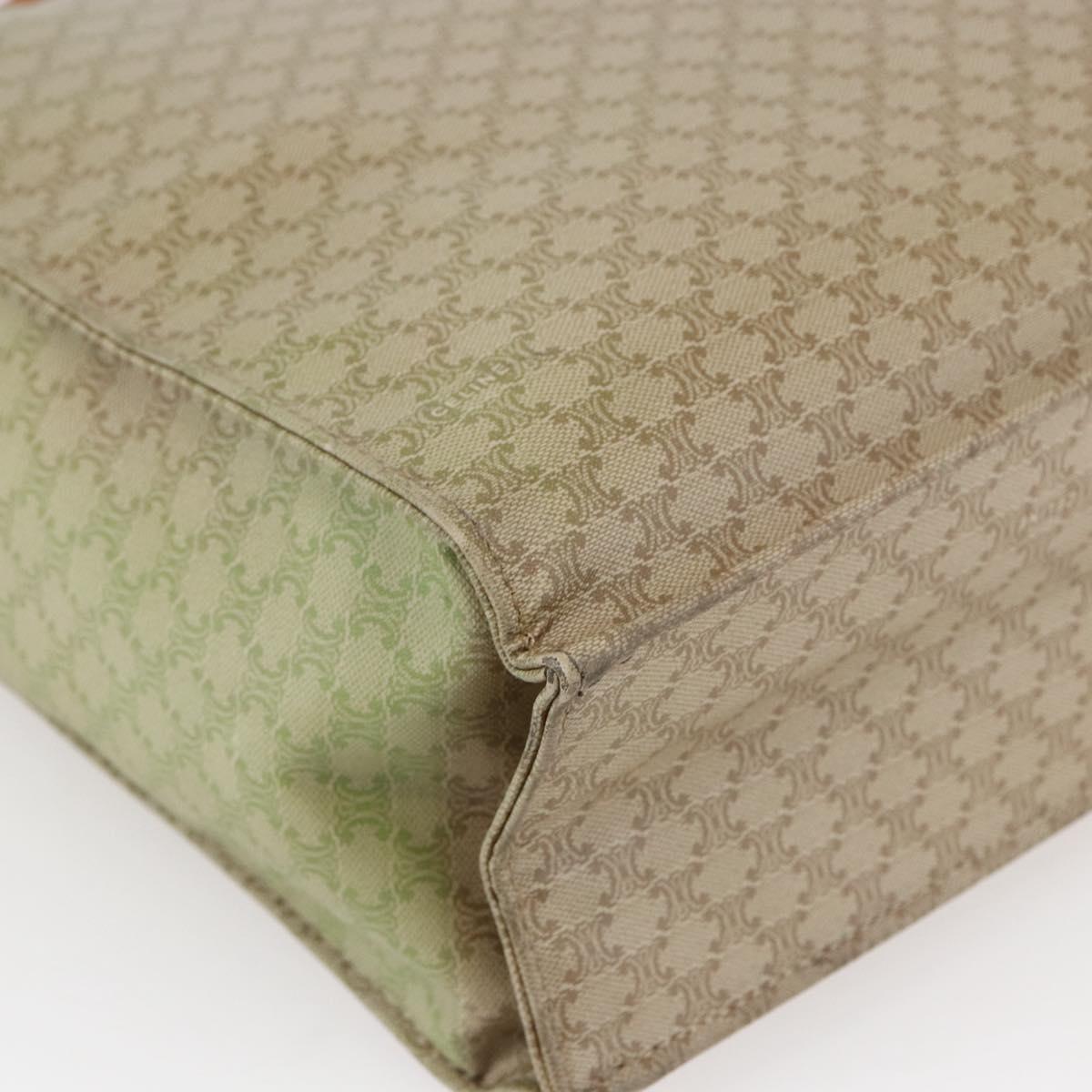 CELINE Macadam Canvas Hand Bag PVC Leather Beige Gold Auth hk3111