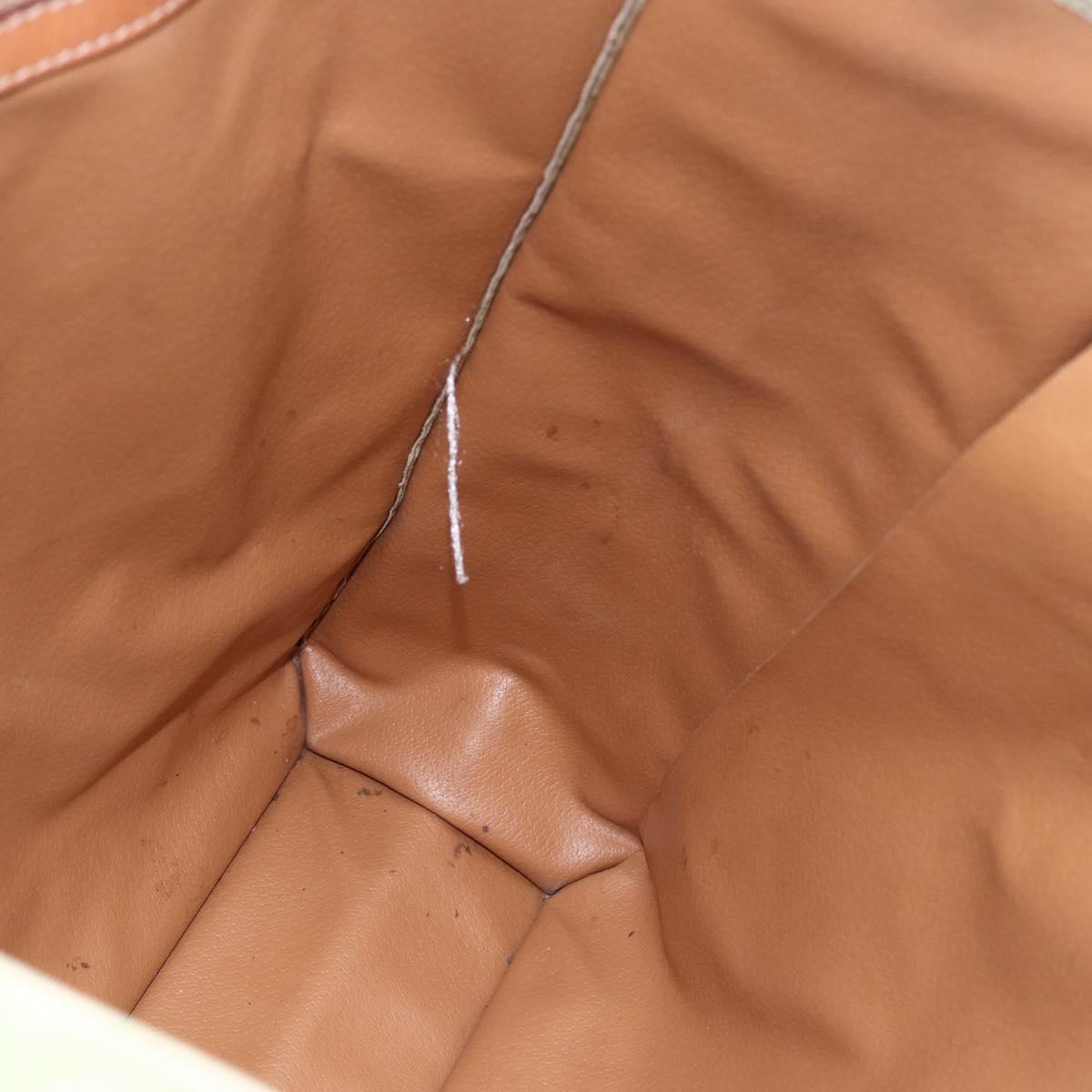 CELINE Macadam Canvas Hand Bag PVC Leather Beige Gold Auth hk3111