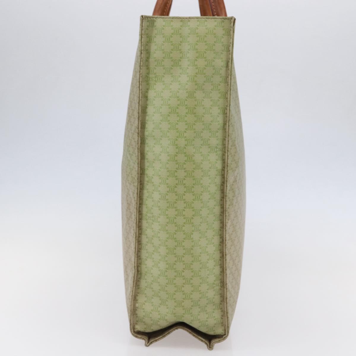 CELINE Macadam Canvas Hand Bag PVC Leather Beige Gold Auth hk3111