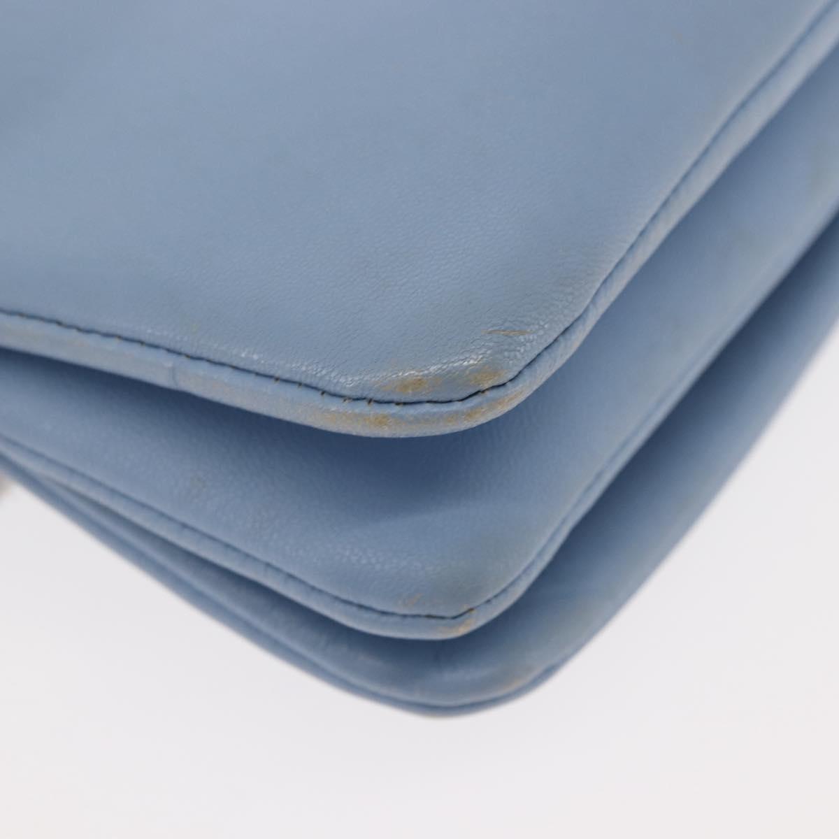 CELINE Trios Mall Shoulder Bag Leather Blue Gold Auth hk3113