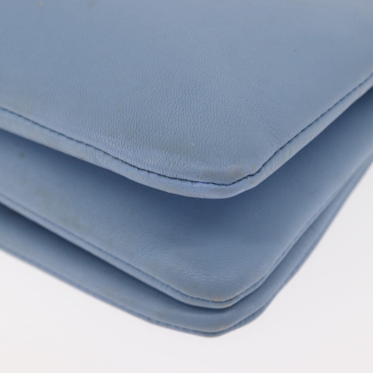 CELINE Trios Mall Shoulder Bag Leather Blue Gold Auth hk3113