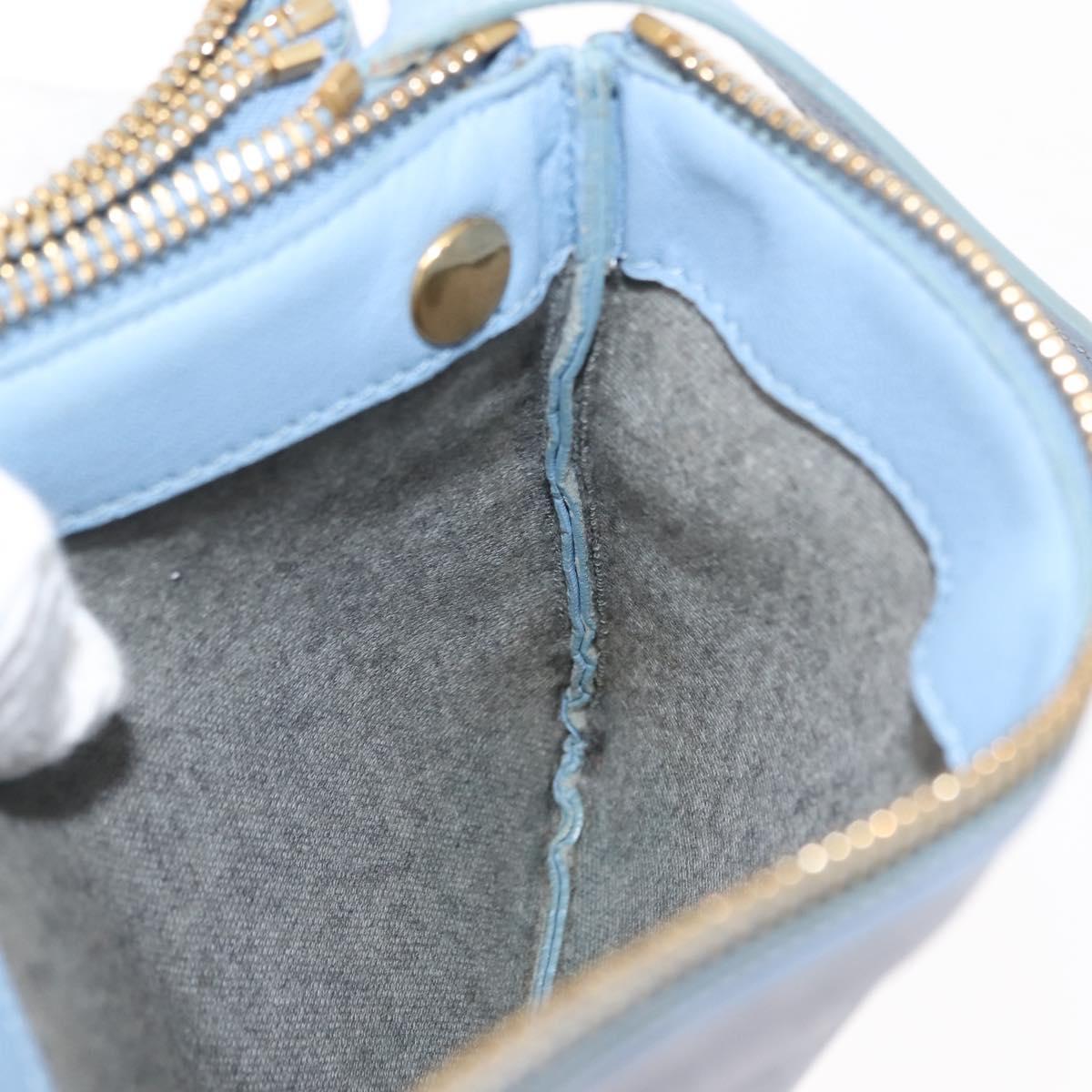 CELINE Trios Mall Shoulder Bag Leather Blue Gold Auth hk3113