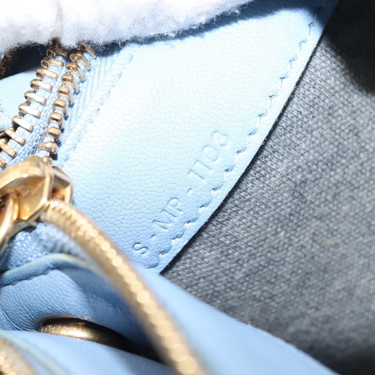 CELINE Trios Mall Shoulder Bag Leather Blue Gold Auth hk3113