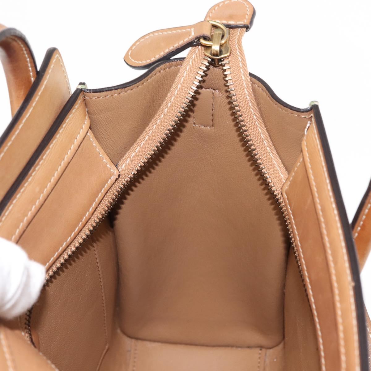 CELINE Luggage Nano Hand Bag Leather 2way Beige Auth hk3114