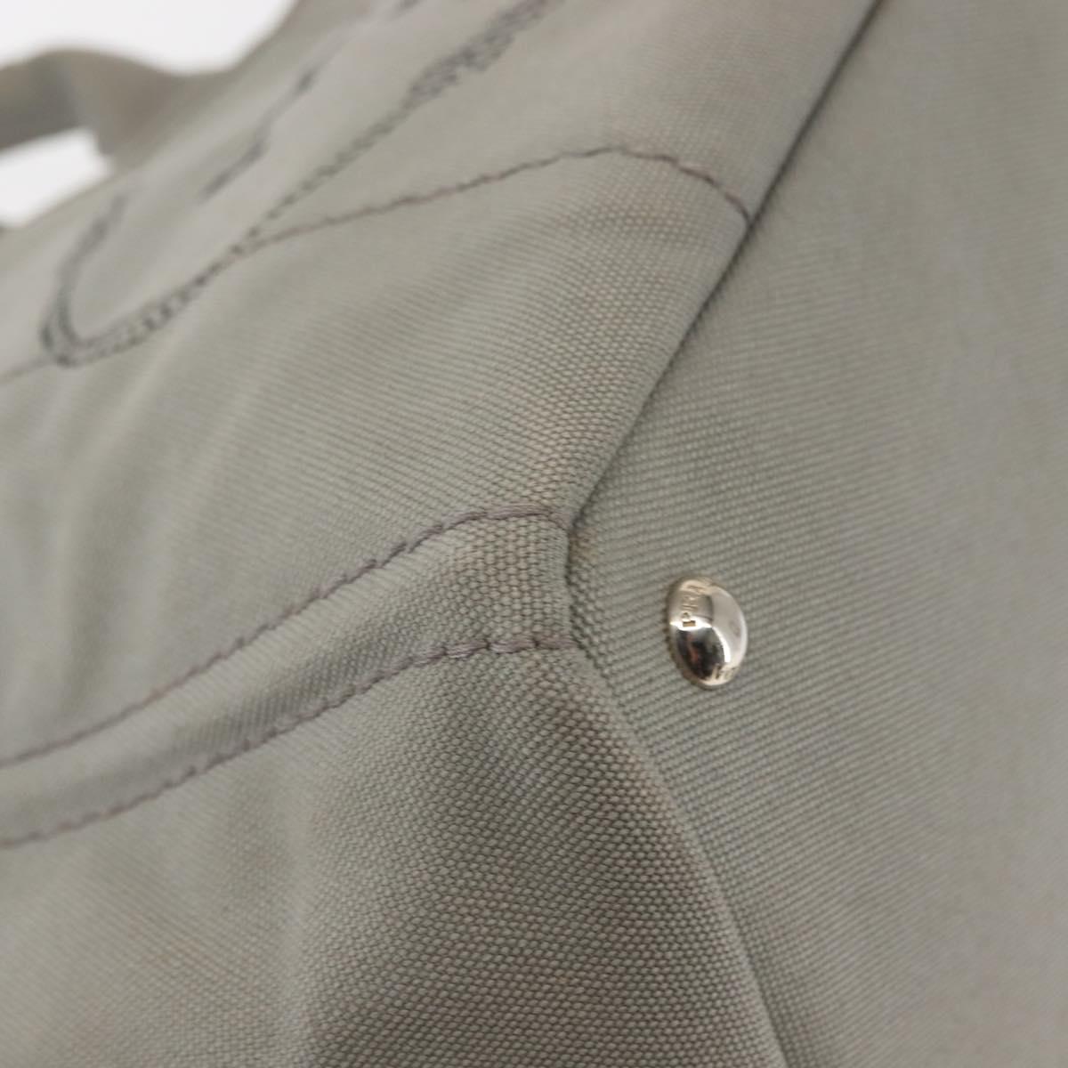 PRADA Canapa MM Hand Bag Canvas Gray Silver Auth hk3116